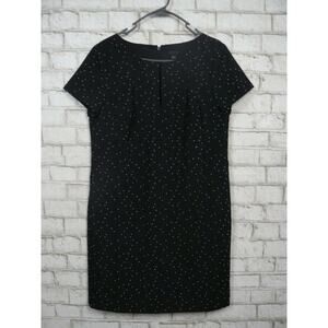 $149 Ann Taylor Navy White Polka Dot Swiss Dot Shift Dress w/ Keyhole 14 NEW